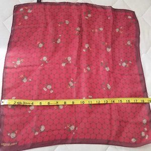 HALLSTON silk square floral red scarf 19'